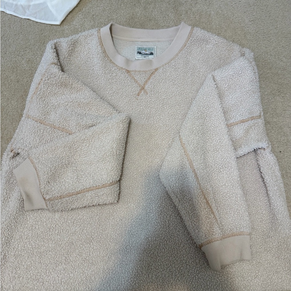American Eagle Outfitters Cream Sherpa Sweater